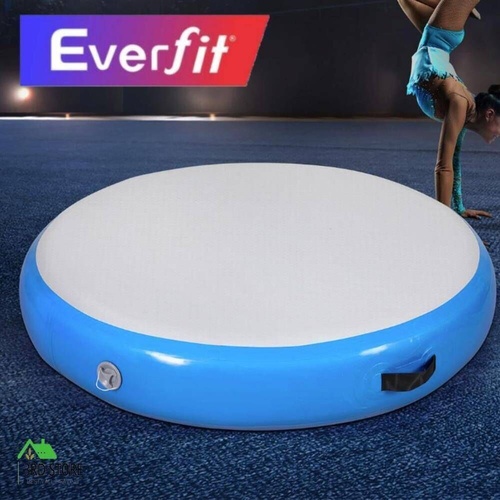 Everfit 1m Air Track Spot Inflatable Gymnastics Tumbling Mat Round Blue