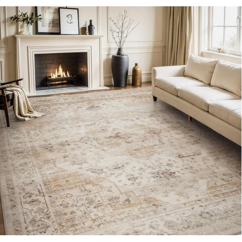 Roomat-Area Rug 244X305Cm Rugs for Living Room-Beige Machine Washable Rug-Soft L