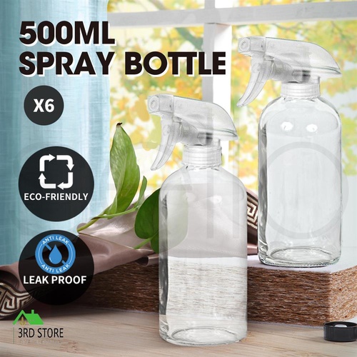 6x500ML Round Amber Glass Spray Bottles Trigger Sprayer Aromatherapy Dispenser