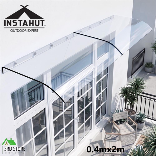 Instahut Window Door Awning 0.4mx2m Transparent PET Polycarbonate Sheet