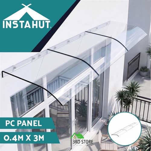 Instahut Window Door Awning 0.4mx3m Transparent PET Polycarbonate Sheet