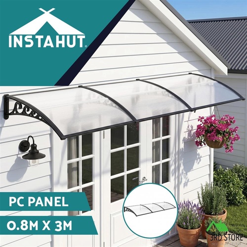 Instahut Window Door Awning 0.8mx3m Transparent