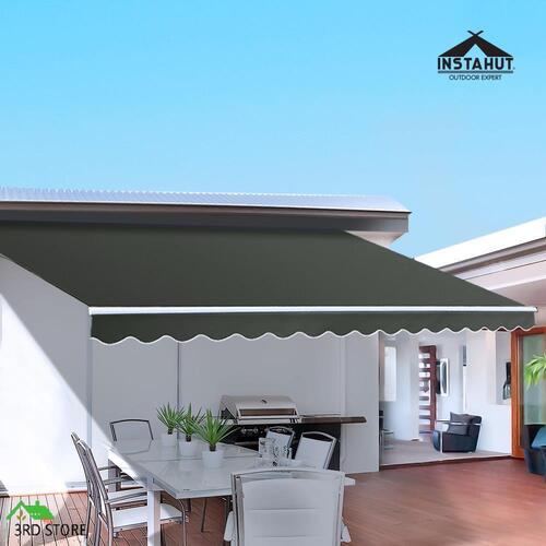 Instahut Folding Arm Awning Outdoor Awning Retractable Canopy 3Mx2.5M Grey