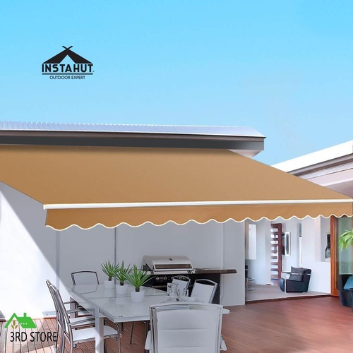 Instahut Retractable Folding Arm Awning Outdoor Awning Sunshade 4Mx2.5M Beige