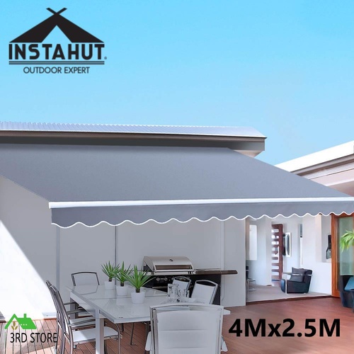 Instahut Retractable Folding Arm Awning Outdoor Awning Sunshade Canopy 4x2.5M
