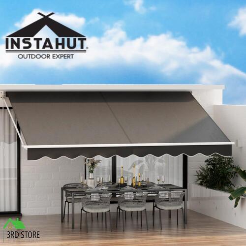 Instahut Retractable Folding Arm Awning Outdoor Awning 4.5Mx2.5M Canopy Grey