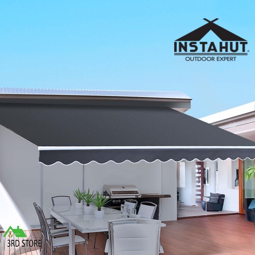 Instahut Folding Arm Awning Outdoor Awning Canopy Retractable 5Mx3M Grey