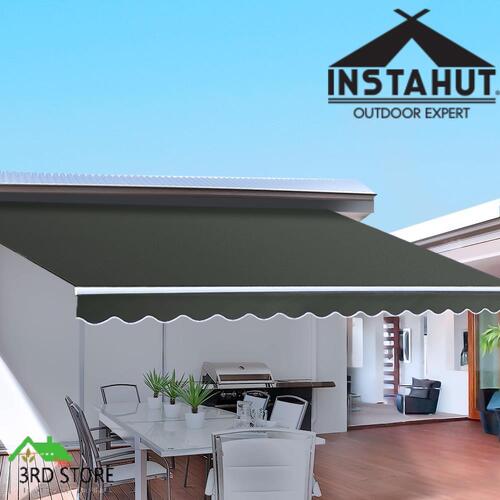 Instahut Folding Arm Awning Outdoor Awning Canopy Retractable 5Mx3M Grey
