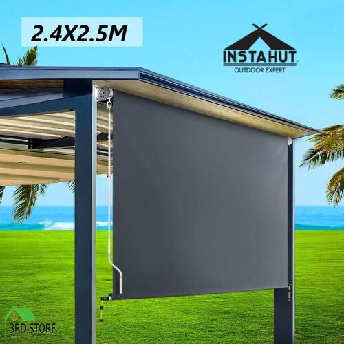 Instahut Outdoor Blind Privacy Screen Roll Down Awning Canopy Window 2.4X2.5M
