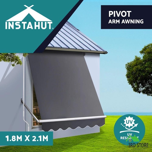 Instahut Window Fixed Pivot Arm Awning Outdoor Blinds Retractable Canopy1.8X2.1M