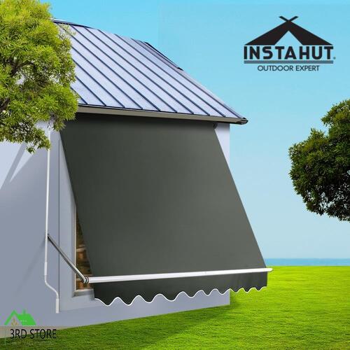 Instahut Window Fixed Pivot Arm Awning Outdoor Blinds Retractable Patio 2.4X2.1M