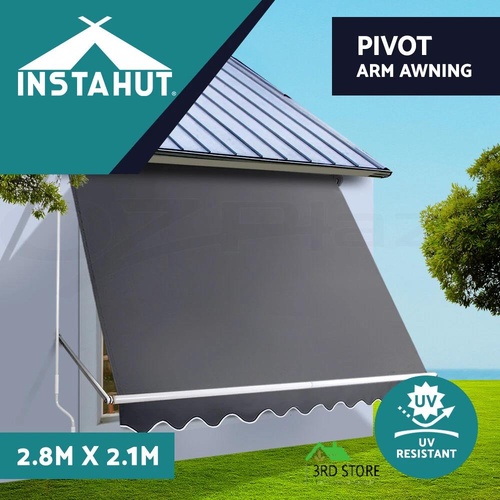 Instahut Window Fixed Pivot Arm Awning Patio Outdoor Blinds Retractable 2.8X2.1M
