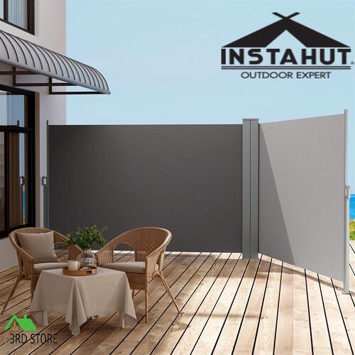 Instahut Side Awning Sun Shade Outdoor Blinds Retractable Screen 1.8X6M Grey