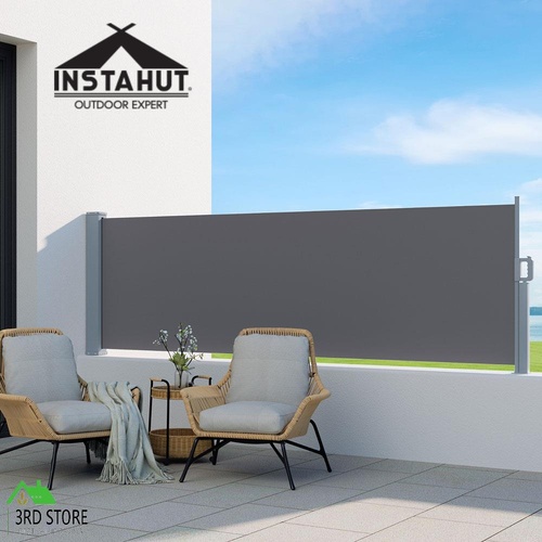 Instahut Side Awning Sun Shade Outdoor Blinds Retractable Screen 1X3M Grey