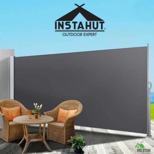 Instahut Side Awning Sun Shade Outdoor Blinds Retractable Screen 1.4X3M GR
