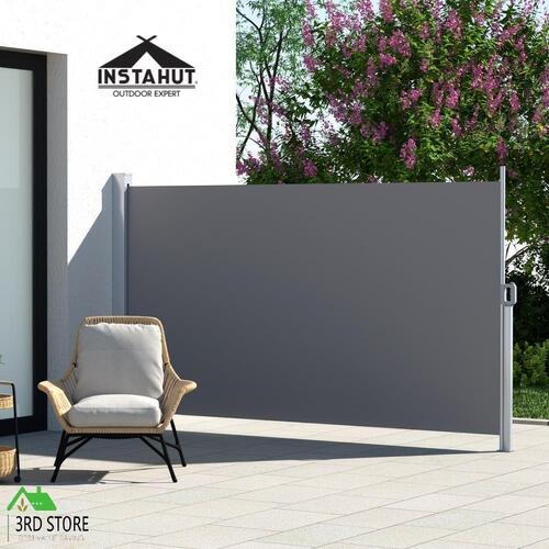 Instahut Side Awning Sun Shade Outdoor Blinds Retractable Screen 1.8X3M Grey