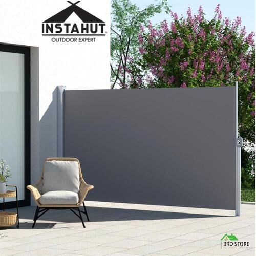 Instahut Side Awning Sun Shade Outdoor Blinds Retractable Screen 2X3M Grey