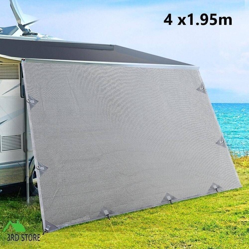4.0M Caravan Privacy Screens 1.95m Roll Out Awning End Wall Side Sun Shade