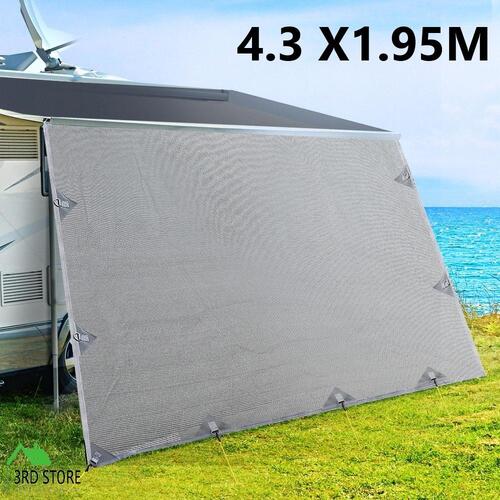 Caravan Privacy Screens Roll Out Awning 4.3X1.95M End Wall Side Sun Shade Screen