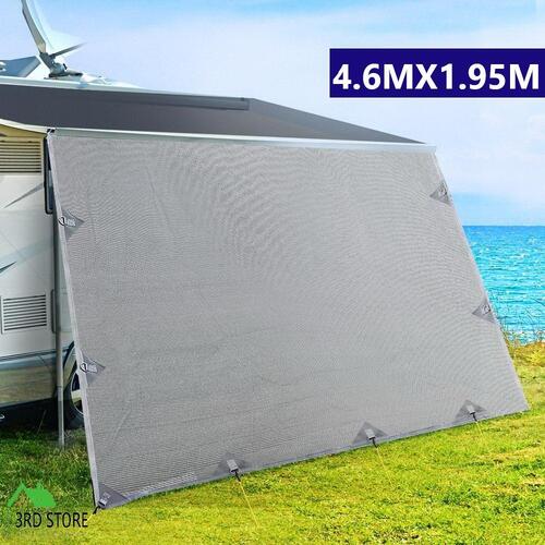 Caravan Privacy Screens Roll Out Awning 4.6x1.95M End Wall Side Sun Shade Screen