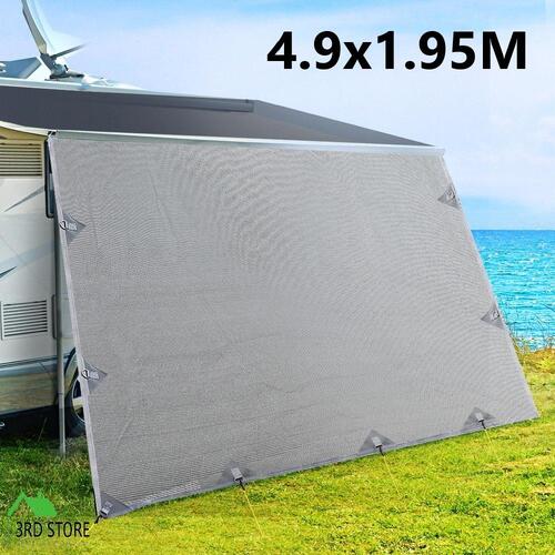 Caravan Privacy Screens Roll Out Awning 4.9x1.95M Sun Shade End Wall Side Screen