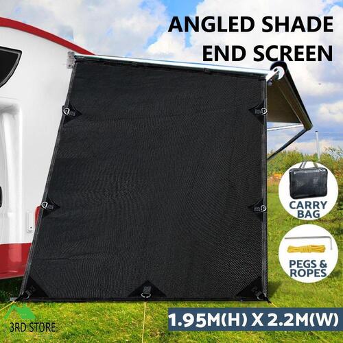 Caravan Privacy Screens Roll Out Awning 1.95x2.2M Sun Shade End Wall Side Black