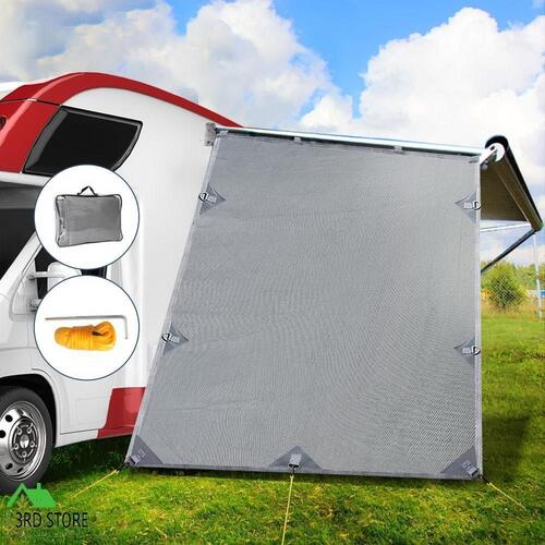 Caravan Privacy Screens Roll Out Awning 1.95 x 2.2M Sun Shade End Wall Side Grey