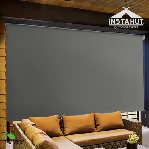 Instahut Outdoor Blinds Roll Down Awning Retractable Straight Drop Patio2.7X2.5M