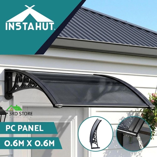 Instahut Window Awning Drainage 0.6mx0.6m Outdoor Grey