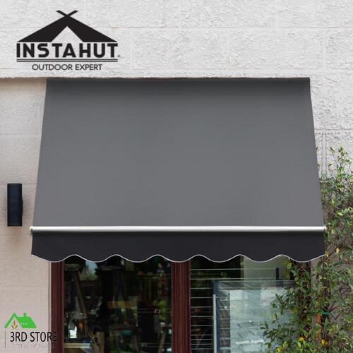 Instahut Retractable Fixed Pivot Arm Window Awning Patio Outdoor Blinds 2.1X2.1M