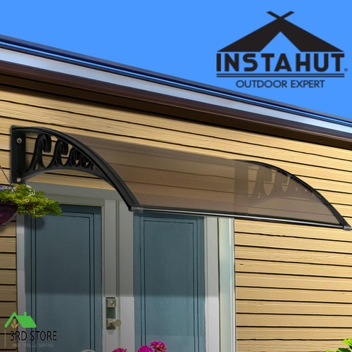 Instahut Window Door Awning Outdoor Door Canopy Patio Awning 1mx1.2m DIY Brown
