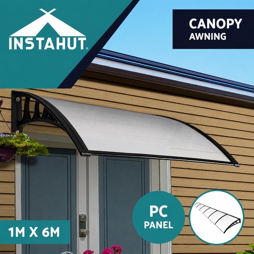 Instahut Window Door Awning Door Canopy Patio UV Sun Shield WHITE 1mx6m DIY