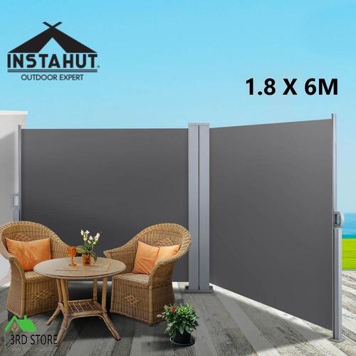 Instahut Side Awning Sun Shade Outdoor Blinds Retractable Screen 1.8X6M GR