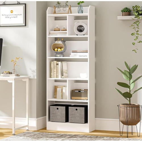 Hzuaneri Bookshelf, Bookcase with Storage, 6-Tier Open Tall Bookshelves