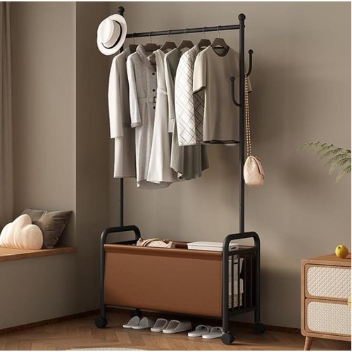 Metal Clothes Rack Bedroom Floor Light Luxury Simple Hanging Clothes Rack with S