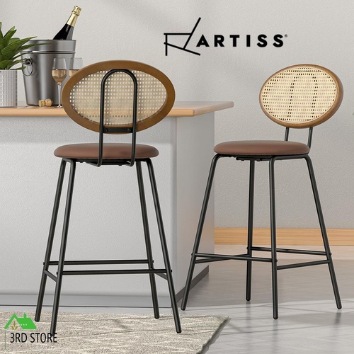 Artiss Bar Stools Kitchen Stool Metal Counter Dining Chair Rattan Barstools x2
