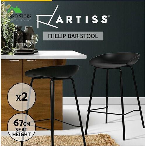 Artiss Kitchen Bar Stools Bar Stool Counter Chairs Metal Black Barstools x2