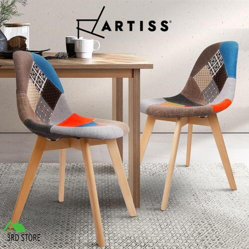 Artiss Retro Replica DSW Dining Chairs Cafe Chair Kitchen Fabric x2
