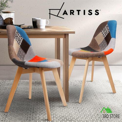 Artiss Retro Replica DSW Dining Chairs Cafe Chair Kitchen Fabric x2