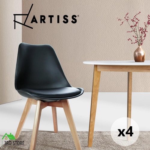 Artiss Padded Retro Replica Eames DSW Dining Chairs Cafe Chair Kitchen Black x4