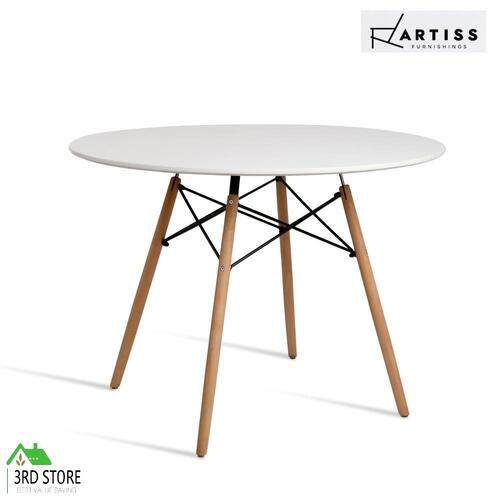 RETURNs Artiss Dining Table 4 Seater Round Replica DSW Eiffel Kitchen Timber White