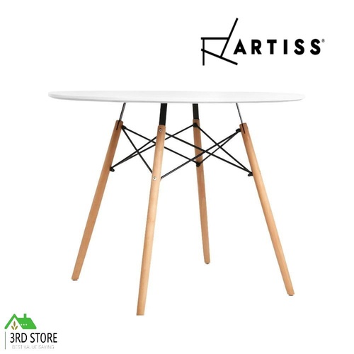 Artiss Dining Table Round 4 Seater Replica Tables Cafe Timber White 90cm