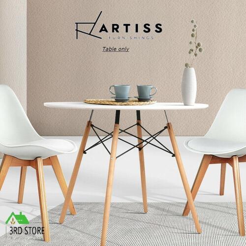 Artiss Dining Table Round 4 Seater Replica Tables Cafe Timber White 90cm