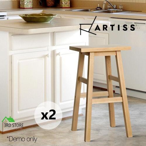 Artiss 2 x Wooden Kitchen Bar Stools Bar Stool Chairs Barstools Nature