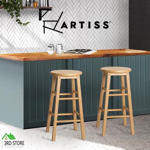 Artiss 2 x Wooden Bar Stools Bar Stool Dining Chairs Kitchen Nature Barstools