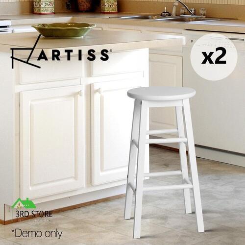 Artiss 2 x Wooden Bar Stools Bar Stool Dining Chairs Kitchen White Barstools