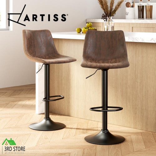 Artiss Kitchen Bar Stools Gas Lift Stool Chairs Swivel Barstools Vintage Leather