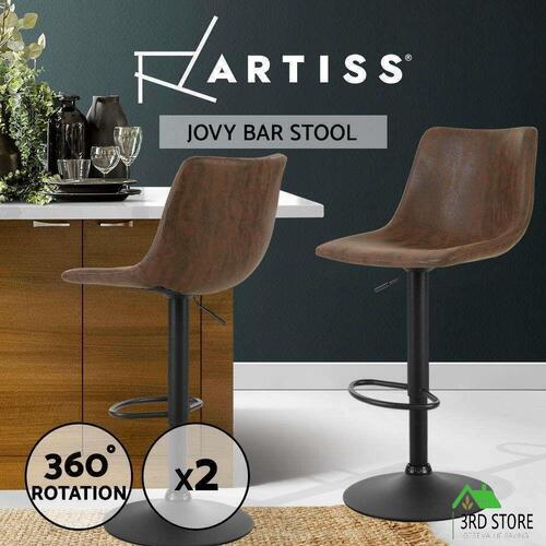 Artiss Kitchen Bar Stools Gas Lift Stool Chairs Swivel Barstools Vintage Leather
