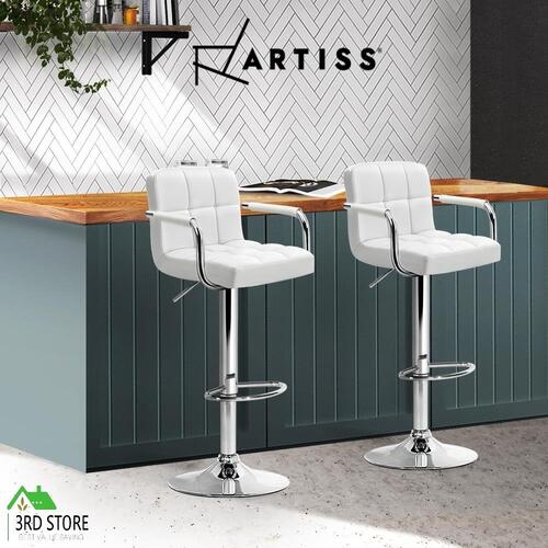Artiss Bar Stools Kitchen Stool Leather Barstools Swivel Chairs Gas Lift White