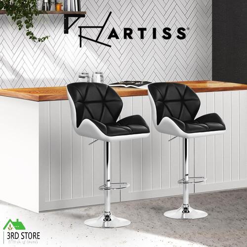 Artiss 2x Kitchen Bar Stools Swivel Bar Stool Chairs Leather Gas Lift Black